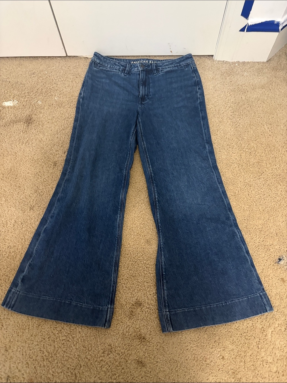American Eagle Outfitters Medium Blue Wide-Leg Flare Jeans